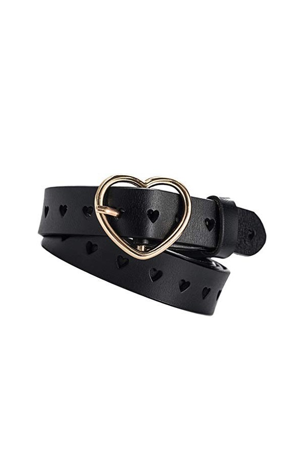 Pigup Femmes Coeur Creux Pin Ceintures Boucle Solide en Cuir Casual Attend Bracelet Femme réglable à la Taille