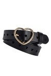 Pigup Femmes Coeur Creux Pin Ceintures Boucle Solide en Cuir Casual Attend Bracelet Femme réglable à la Taille