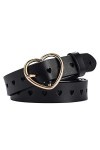 Pigup Femmes Coeur Creux Pin Ceintures Boucle Solide en Cuir Casual Attend Bracelet Femme réglable à la Taille