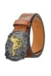 KorhLeoh Ceinture à boucle de cow-boy en cuir occidental pour hommes, femmes, jeans, ceinture à boucle florale gravée avec ch