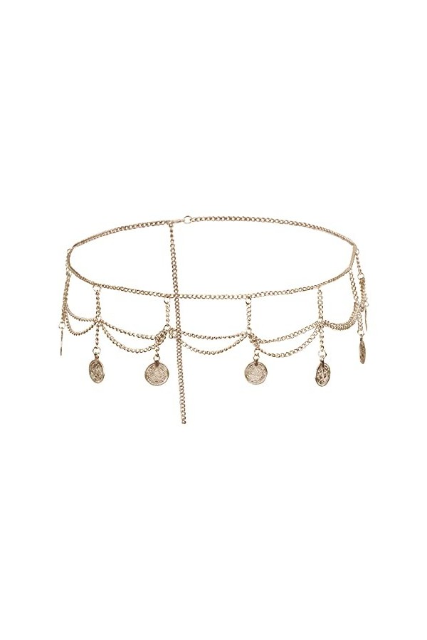MEGAUK Ceinture à chaîne rétro pour femme - Ceinture à franges - Ceinture de danse du ventre - Ceinture de taille en métal, O