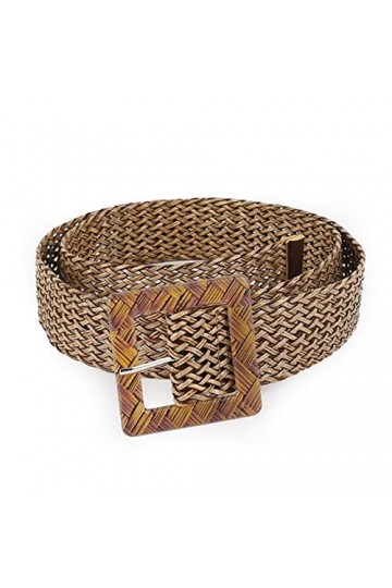 Femmes Braid Ceinture Femme Creux Respirant Carré Noir Boucle Tressé Ceinture for Pantalon Robe Femme Belt Length : 107cm, C