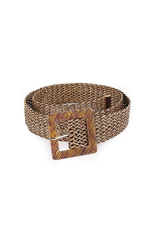 Femmes Braid Ceinture Femme Creux Respirant Carré Noir Boucle Tressé Ceinture for Pantalon Robe Femme Belt Length : 107cm, C