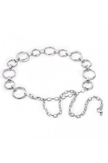 Beito Femmes Robe Chaîne en Métal Ceinture Décorée Ceinture Fine Ceinture Robe Accessoires Argent 