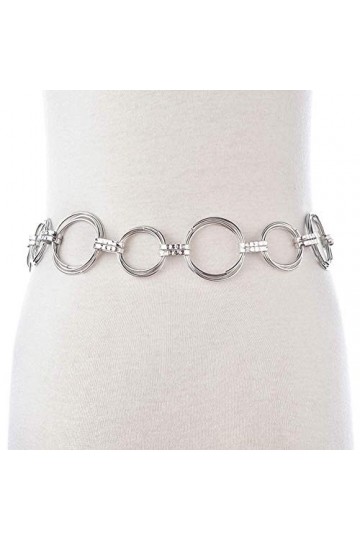 Beito Femmes Robe Chaîne en Métal Ceinture Décorée Ceinture Fine Ceinture Robe Accessoires Argent 