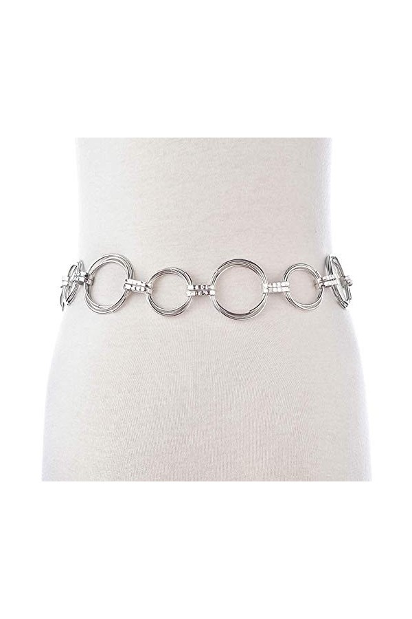 Beito Femmes Robe Chaîne en Métal Ceinture Décorée Ceinture Fine Ceinture Robe Accessoires Argent 