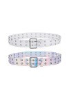 PhoenixDN 2 Ceintures Transparente, Ceintures à Double Œillet, Ceinture en PVC, Ceinture Tendance Pour Avec Boucle élastique,