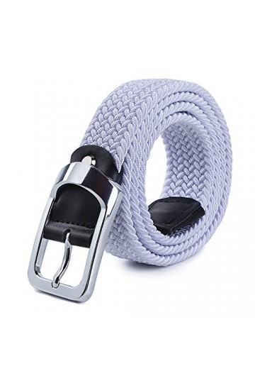 HANCHAO Ceinture Tressée Élastique Femmes Hommes Ceinture Extensible Unisexe Belt Blanc-2-120cm