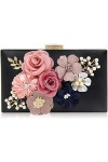 Milisente Pochette Du Soir Femme Soirée Pochette Fleur Embrayage Sac à Main Noir 
