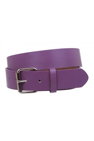Ceinture Jean en cuir uni à clipser 38 mm avec boucle enroulable - Violet - XS-66/71 cm