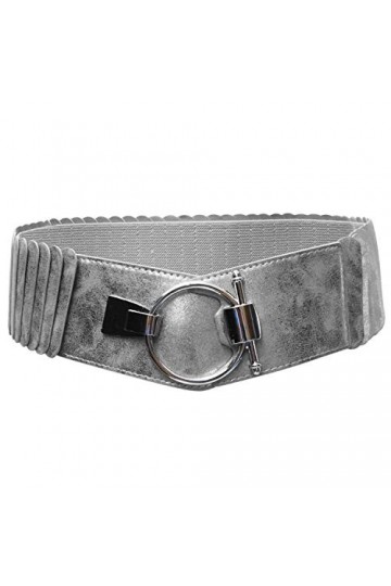 Glamexx24 Ceinture femme élastique large 8cm taille ceinture bague argent
