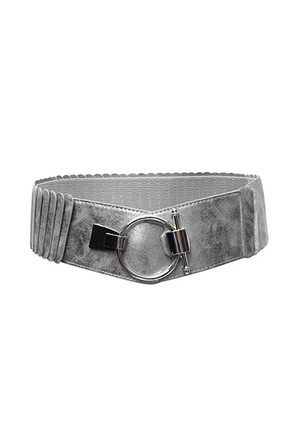 Glamexx24 Ceinture femme élastique large 8cm taille ceinture bague argent