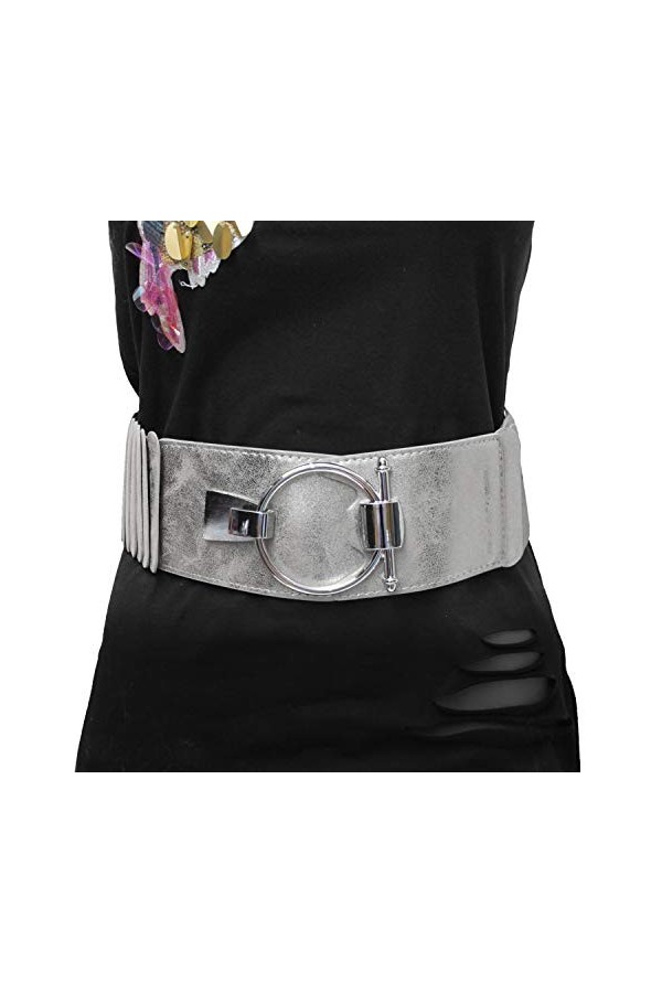 Glamexx24 Ceinture femme élastique large 8cm taille ceinture bague argent