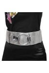 Glamexx24 Ceinture femme élastique large 8cm taille ceinture bague argent