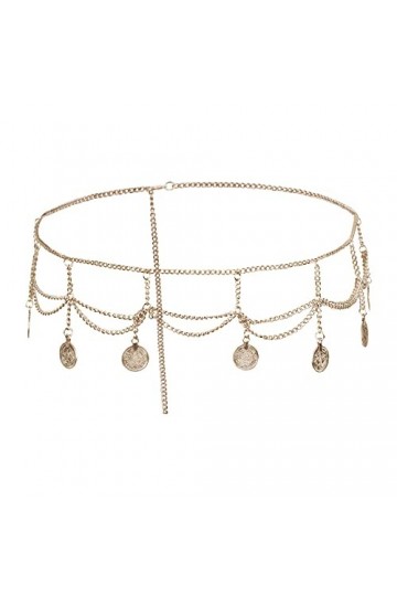 MEGAUK Ceinture à chaîne rétro pour femme - Ceinture à franges - Ceinture de danse du ventre - Ceinture de taille en métal, O