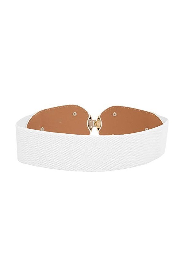 BlackButterfly Large Élastique Vintage Sangle Métal Emboîtement Boucle Ceinture Blanc, M 