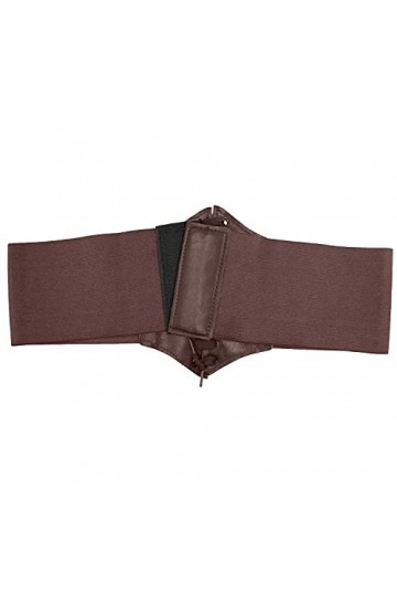 HANERDUN Ceinture Corset pour Femme Cuir Corset à Lacets Ceinture Élastique Ceinture Rétro Cinch Quatre Tailles - Marron Brun