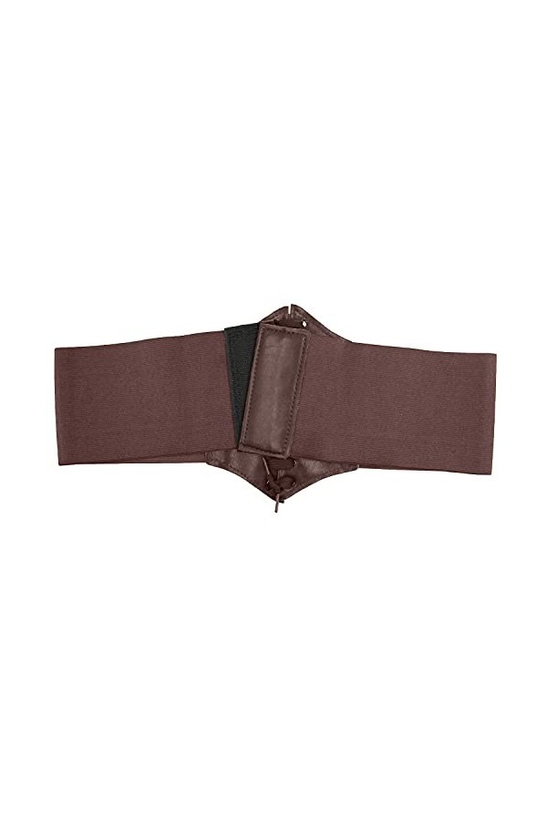 HANERDUN Ceinture Corset pour Femme Cuir Corset à Lacets Ceinture Élastique Ceinture Rétro Cinch Quatre Tailles - Marron Brun