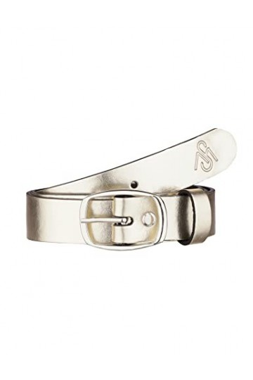 Merry Style Ceinture en cuir pour femme 3 cm D41, Logo doré, 88 cm Largo total 104 cm 