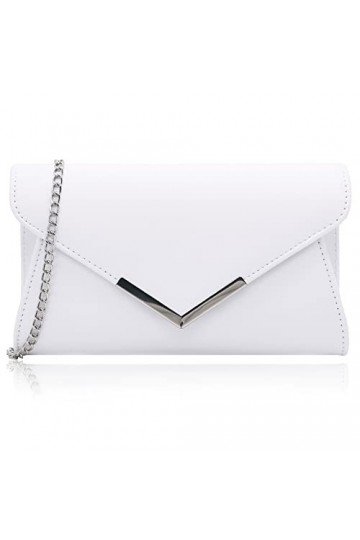 Milisente Sac à main en daim métallique pour femme, blanc