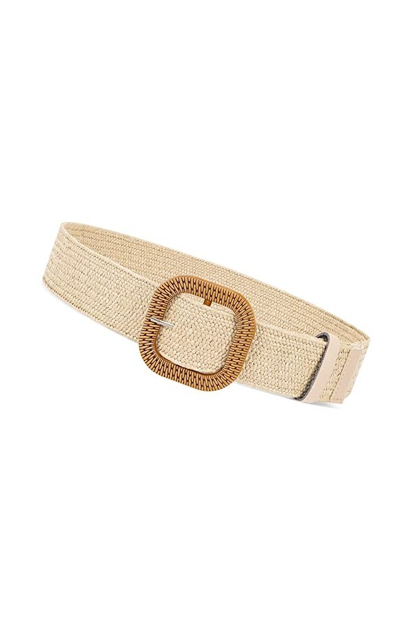 XZQTIVE Ceinture tissée pour femme - En paille - Élastique - Taille élastique - Style bohème - Pour lété - Robe de plage, A-