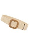 XZQTIVE Ceinture tissée pour femme - En paille - Élastique - Taille élastique - Style bohème - Pour lété - Robe de plage, A-