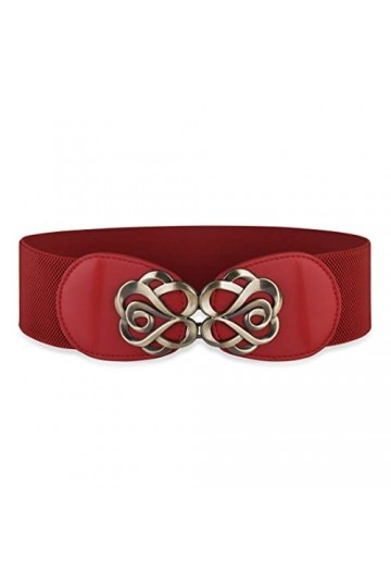BlackButterfly Extensible/Élastique Vintage Serre-taille Elastique Boucle Taille Ceinture Rouge, S 