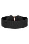 Bolerose Large Ajustable Élastique extensible Ceinture Rétro Or Méduse Boucle Taille Ceinture Noir, XL 