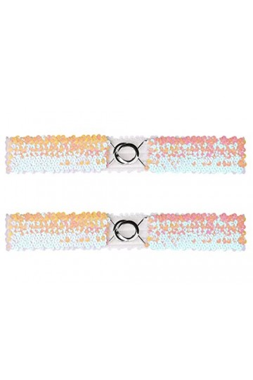 Allegra K Femmes maigre élastique taille ceintures paillettes décor extensible ceintures pour robes 2 pièces Coloré 64cm/25.1