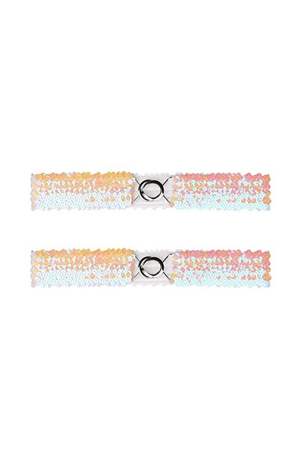 Allegra K Femmes maigre élastique taille ceintures paillettes décor extensible ceintures pour robes 2 pièces Coloré 64cm/25.1