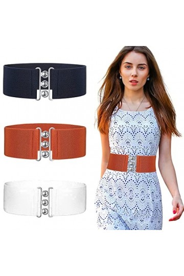SHANHUHAI 3 Ceintures de Taille Vintage pour Femme Ceinture Cinch Ceinture Élastique Large de Robe de Style Rétro des Années 