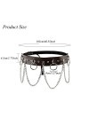 Sunallwell Ceinture à chaîne pour femme punk gothique ceinture réglable avec anneau en métal ceinture en cuir, Noir , taille 
