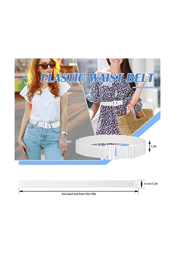 wlertcop Ceinture élastique invisible invisible pour femme - Ceinture élastique réglable pour homme et femme avec boucle plat