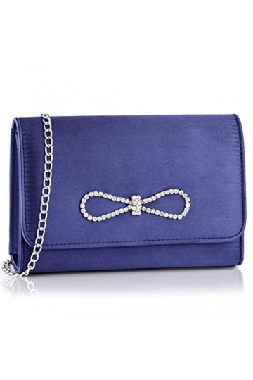 Milisente Pochette pour femme avec cristaux et chaîne dépaule bleu marine , bleu marine
