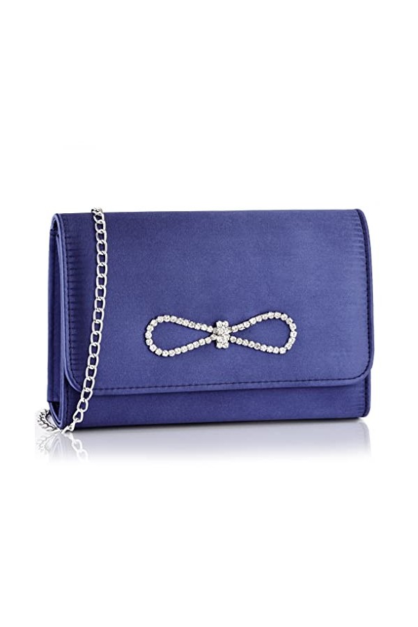 Milisente Pochette pour femme avec cristaux et chaîne dépaule bleu marine , bleu marine