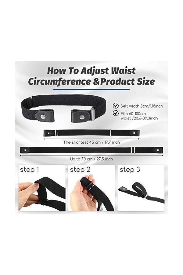 Syhood Ceinture Invisible Élastique Ceinture Extensible sans Boucle Ceinture de Pantalon en Jean Robe Extensible Invisible Ré