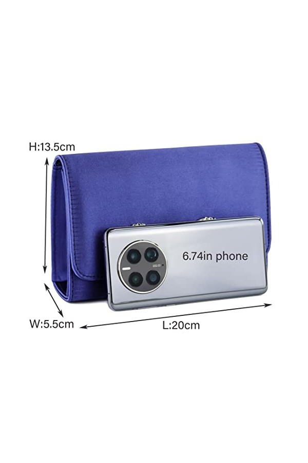 Milisente Pochette pour femme avec cristaux et chaîne dépaule bleu marine , bleu marine