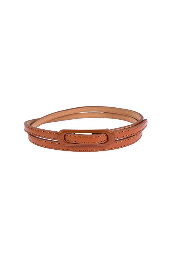 Damara Femme Ceinture Belt Simili Cuir Maigre Couleur Vivante Uni Monochrome,Marron