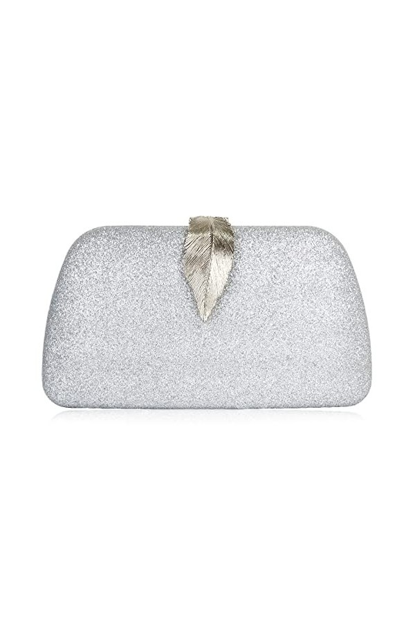 Milisente Pochette pour femme en daim avec fermeture métallique, Argenté., Small size