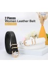 WERFORU Lot de 2 ceintures en cuir pour femme - Pour jeans - Mode - Pour pantalons et robes - Avec boucle dorée, E-noir+blanc