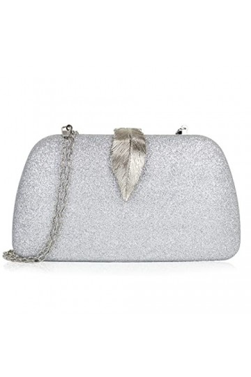 Milisente Pochette pour femme en daim avec fermeture métallique, Argenté., Small size