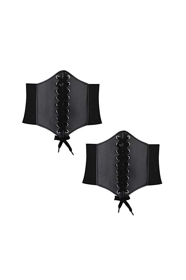 worahroe Lot de 2 ceintures de waspie pour femme - Ceinture élastique - Corset - Ceinture à lacets pour femme - Ceinture larg