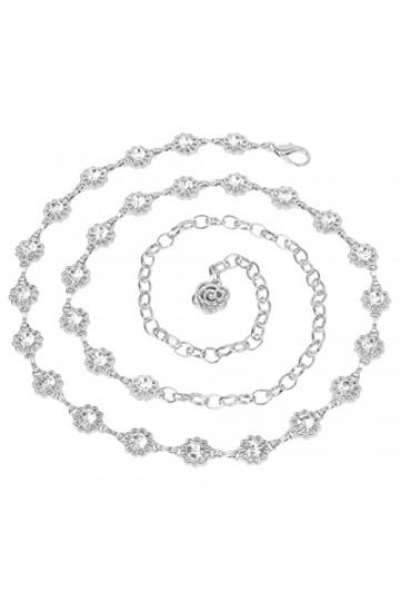 Milya Ceinture à chaîne strass pour femme – Élégante ceinture de taille chaîne de ventre en métal – Ceinture pour robe de fêt