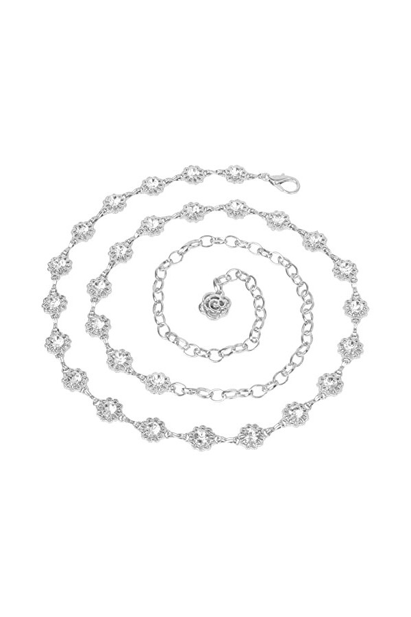 Milya Ceinture à chaîne strass pour femme – Élégante ceinture de taille chaîne de ventre en métal – Ceinture pour robe de fêt