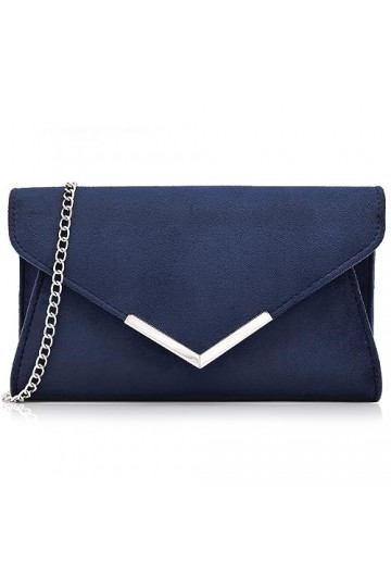 Milisente Pochette pour femme, sac de soirée à paillettes métallique bleu marine , Suédine bleu marine