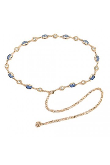 MEGAUK Ceinture de mariée en strass pour femme - Idéale pour robe de mariage, fête, demoiselle dhonneur, 06060 bleu, taille 