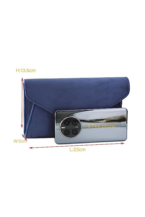 Milisente Pochette pour femme, sac de soirée à paillettes métallique bleu marine , Suédine bleu marine