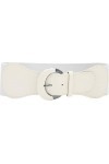 BlackButterfly Large PU Élastique Extensible Boucle Taille Ceinture Blanc, XXL 