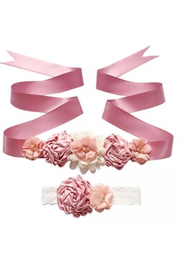 Amorar Bandeau Robe Ceinture Ensemble Couronne de Fleurs Femme Fille&nbsp;GuirlandeCeinture de Strass Robes de Demoiselle dhonneu