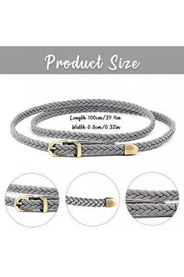 Vordpe Ceinture tressée fine pour femme - Pour robe et pantalon, gris, taille unique